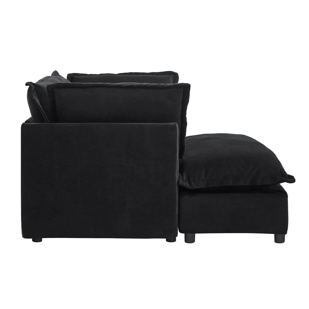 Armchair Sofa Chenille Upholstery Wide Seat & Curved Armrests With Ottoman Media 15