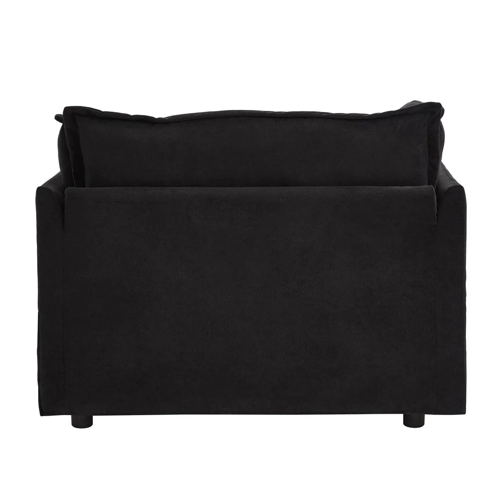 Armchair Sofa Chenille Upholstery Wide Seat & Curved Armrests With Ottoman Media 16