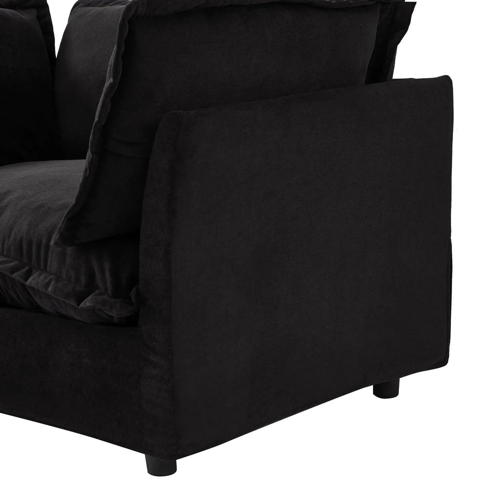 Armchair Sofa Chenille Upholstery Wide Seat & Curved Armrests With Ottoman Media 18