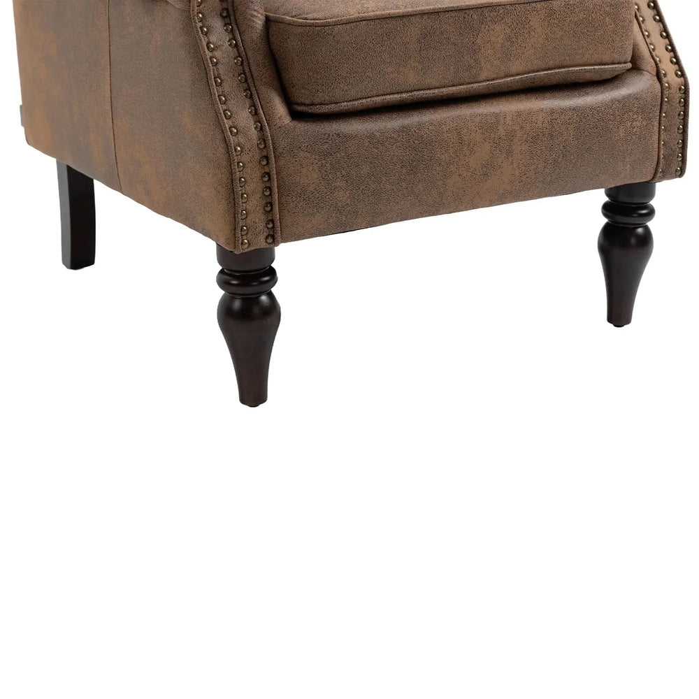 Armchair With Microsuede Upholstery Wood Frame Cozy Living Room Chair Media 26
