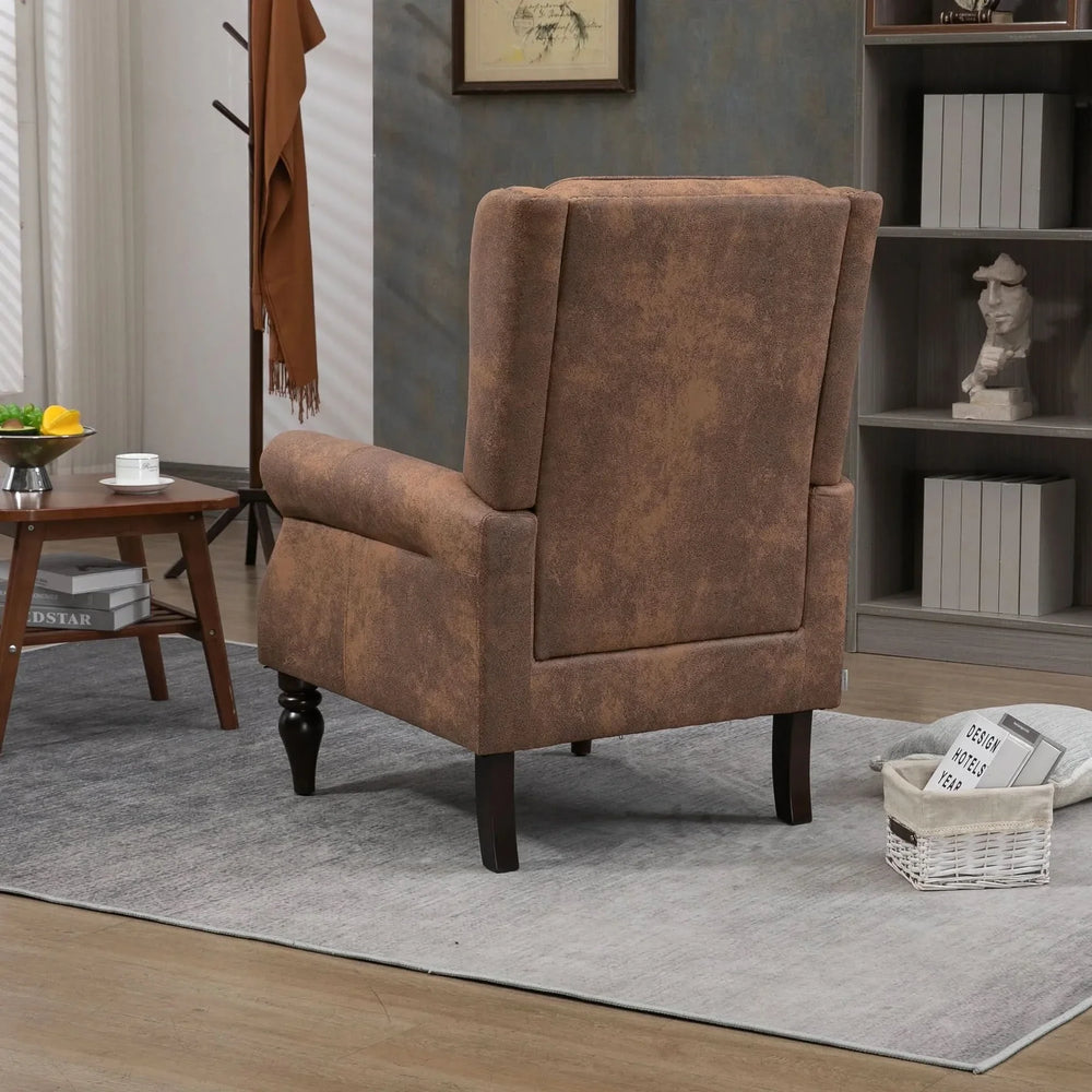 Armchair With Microsuede Upholstery Wood Frame Cozy Living Room Chair Media 9