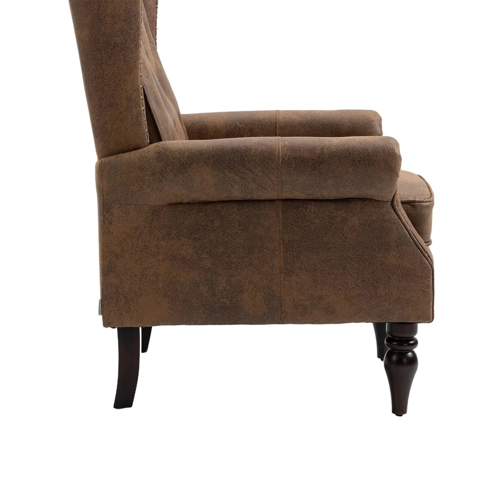 Armchair With Microsuede Upholstery Wood Frame Cozy Living Room Chair Media 24