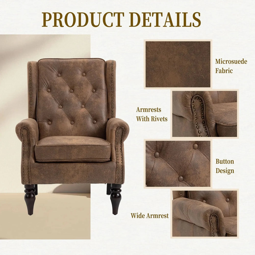 Armchair With Microsuede Upholstery Wood Frame Cozy Living Room Chair Media 6