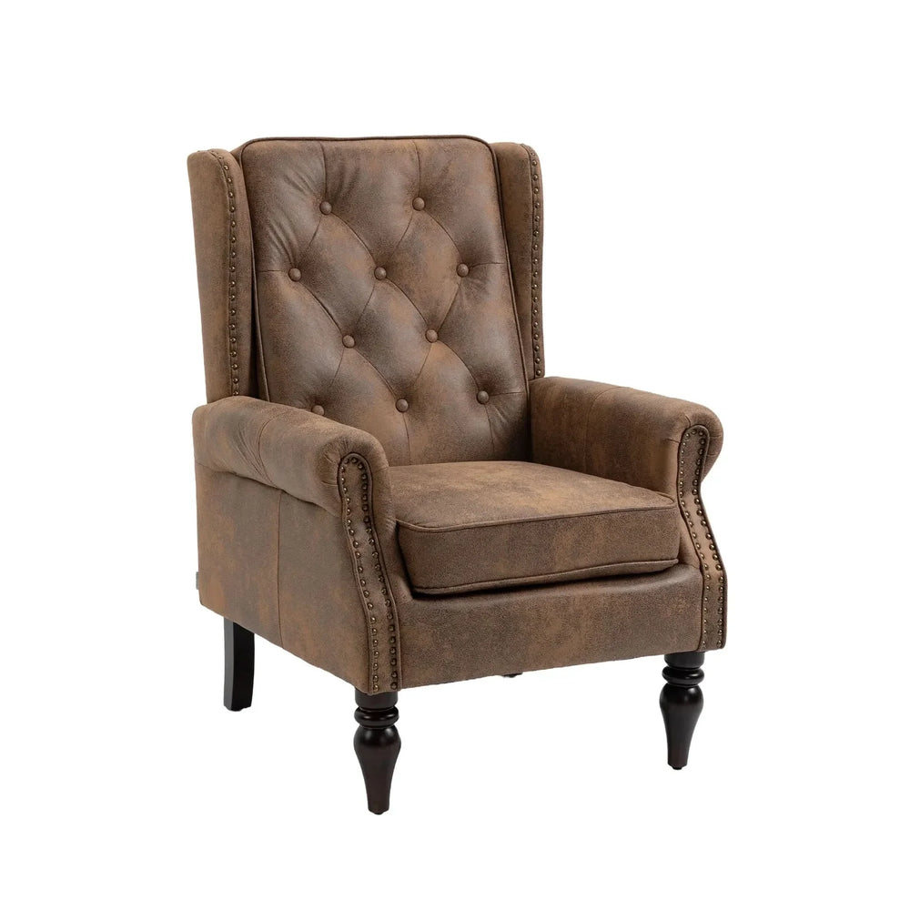 Armchair With Microsuede Upholstery Wood Frame Cozy Living Room Chair Media 1