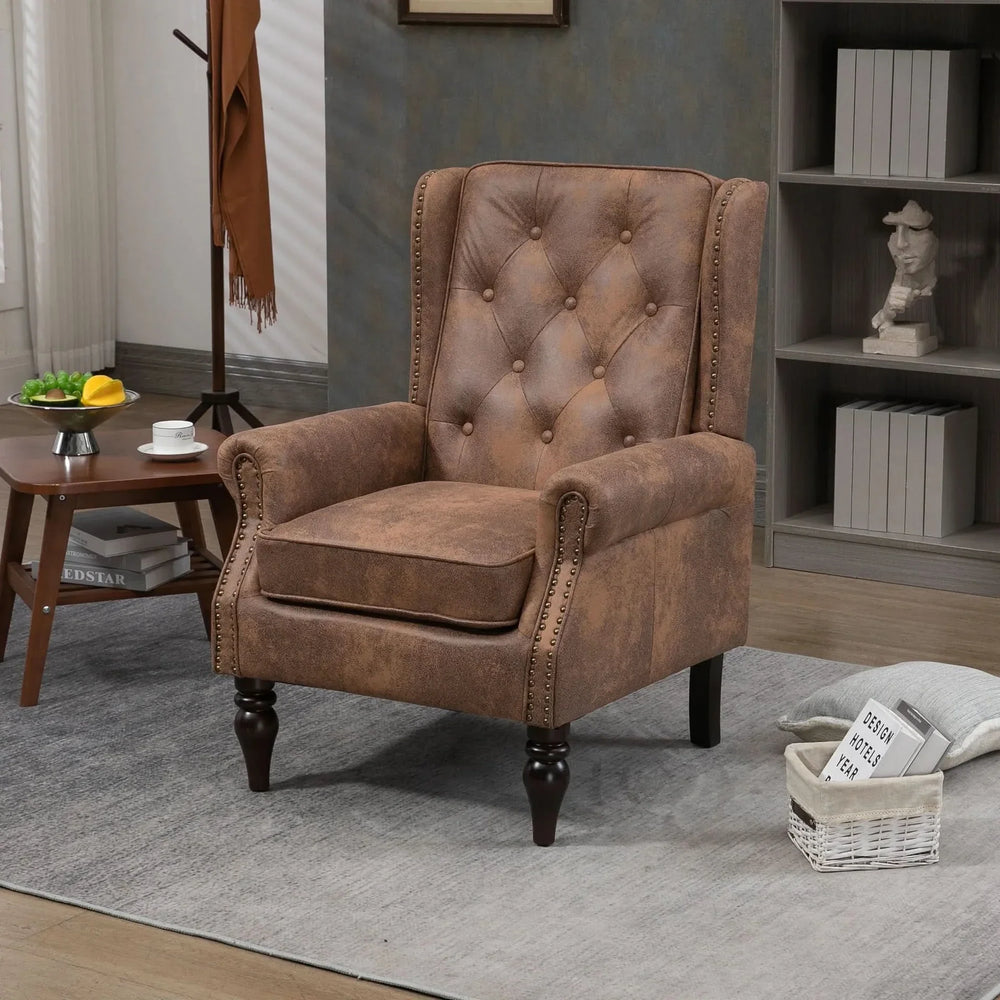 Armchair With Microsuede Upholstery Wood Frame Cozy Living Room Chair Media 2