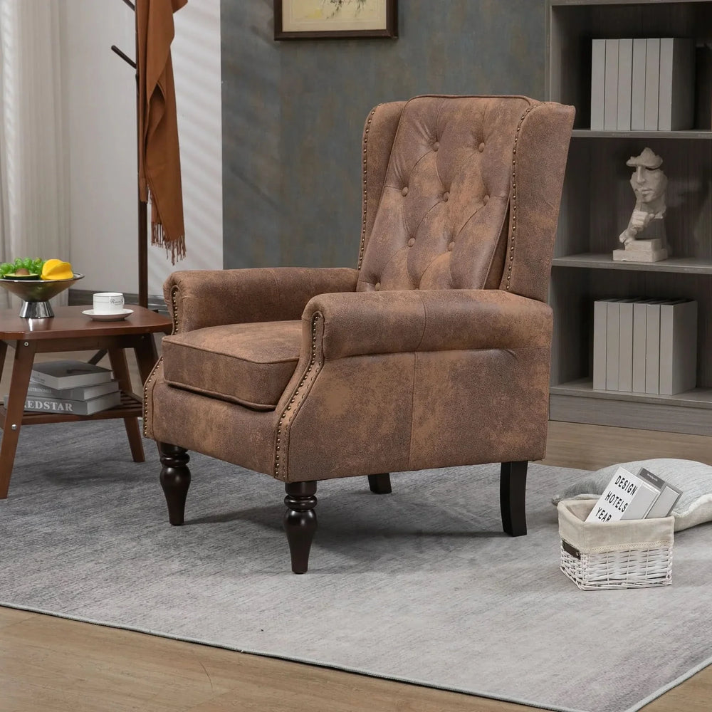 Armchair With Microsuede Upholstery Wood Frame Cozy Living Room Chair Media 8