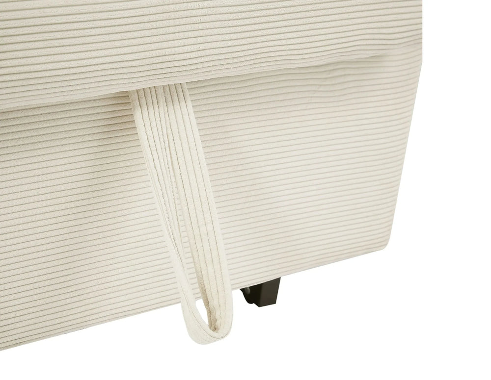 Convertible Sofa Bed Corduroy Beige With USB Ports Removable Pillows Media 41