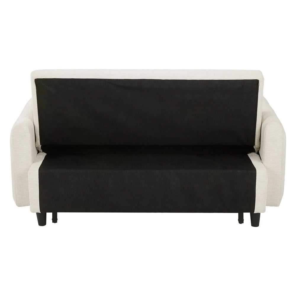 Convertible Sofa Bed Corduroy Beige With USB Ports Removable Pillows Media 14