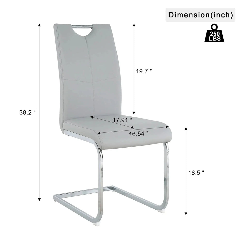 Dining Chairs Faux Leather Padded Seat & Chrome Metal Legs Modern Set of 4 Media 17