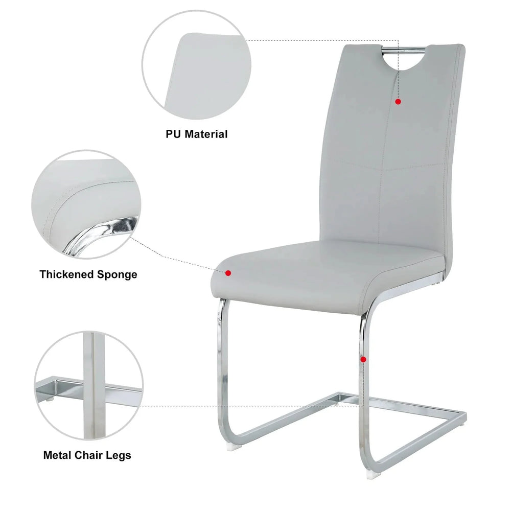 Dining Chairs Faux Leather Padded Seat & Chrome Metal Legs Modern Set of 4 Media 11