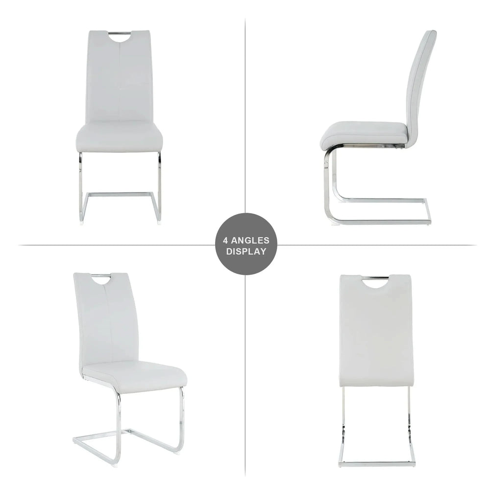 Dining Chairs Faux Leather Padded Seat Chrome Metal Legs Modern Set Of 2 Media 16