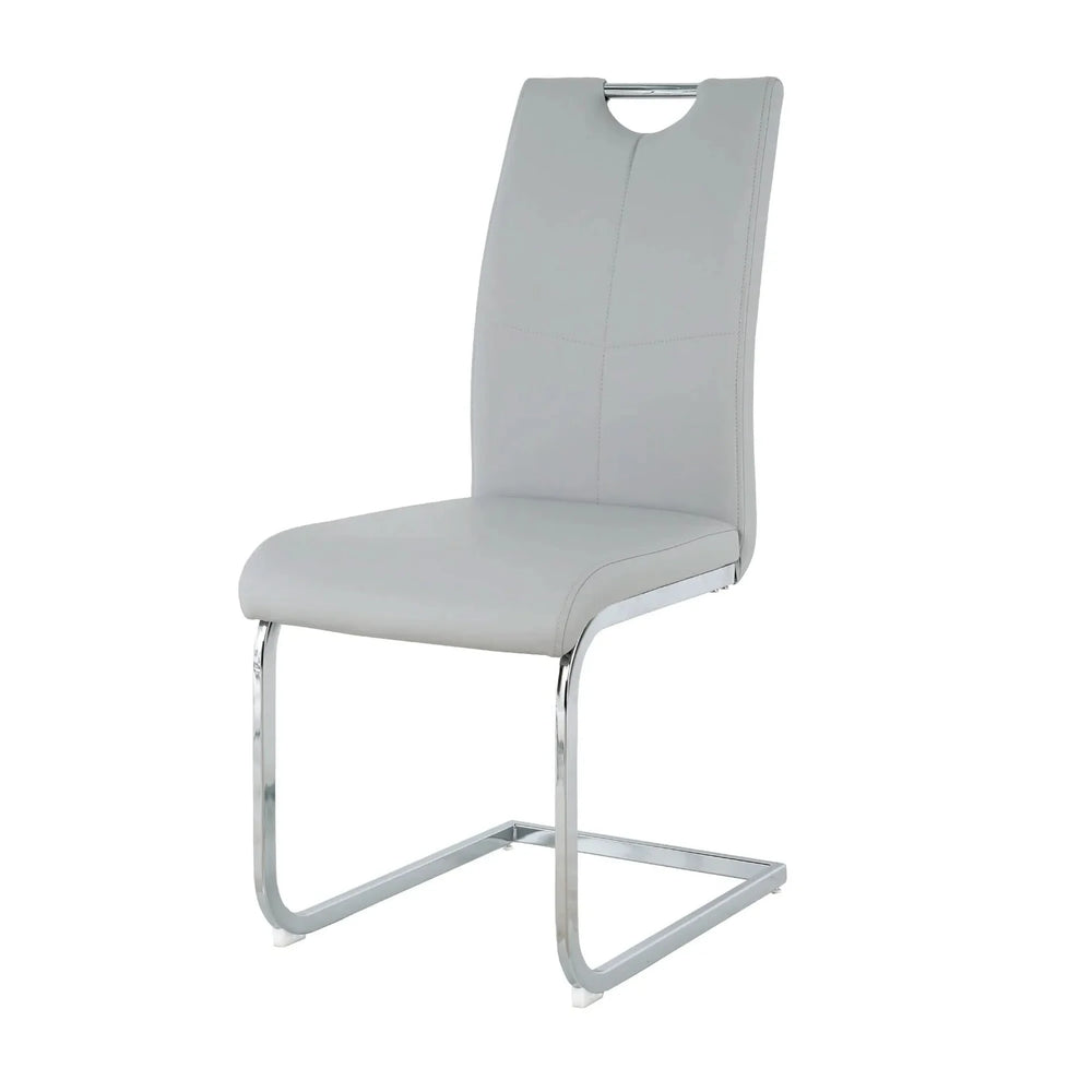 Dining Chairs Faux Leather Padded Seat Chrome Metal Legs Modern Set Of 2 Media 18