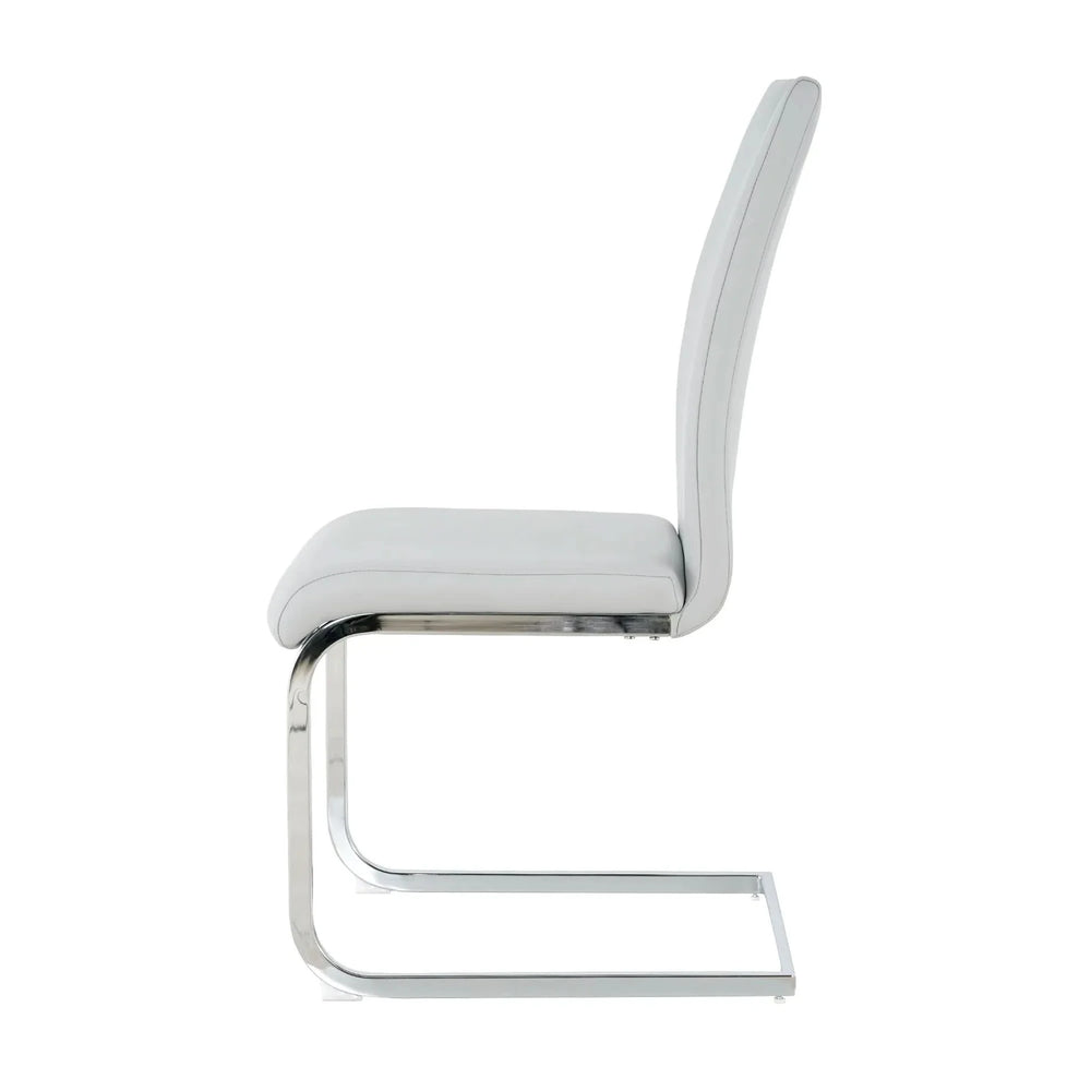 Dining Chairs Faux Leather Padded Seat Chrome Metal Legs Modern Set Of 2 Media 20