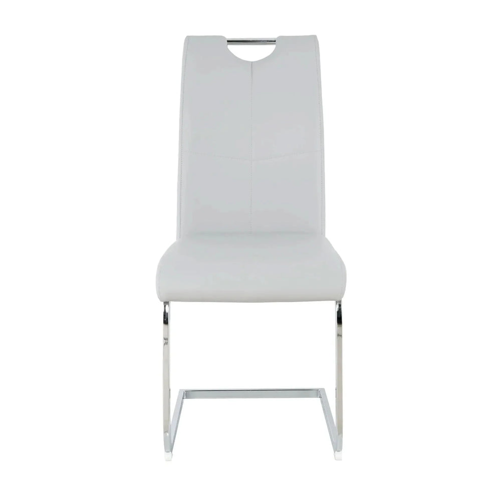 Dining Chairs Faux Leather Padded Seat & Chrome Metal Legs Modern Set of 4 Media 18