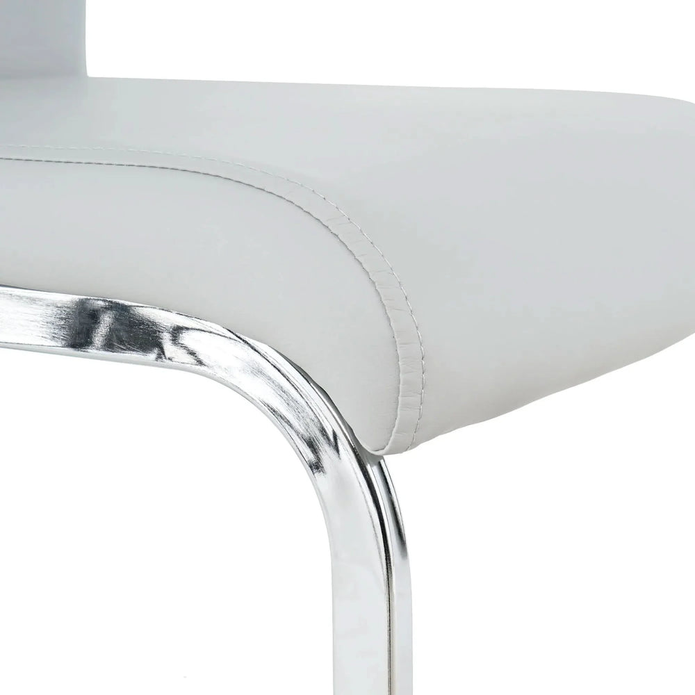 Dining Chairs Faux Leather Padded Seat & Chrome Metal Legs Modern Set of 4 Media 23