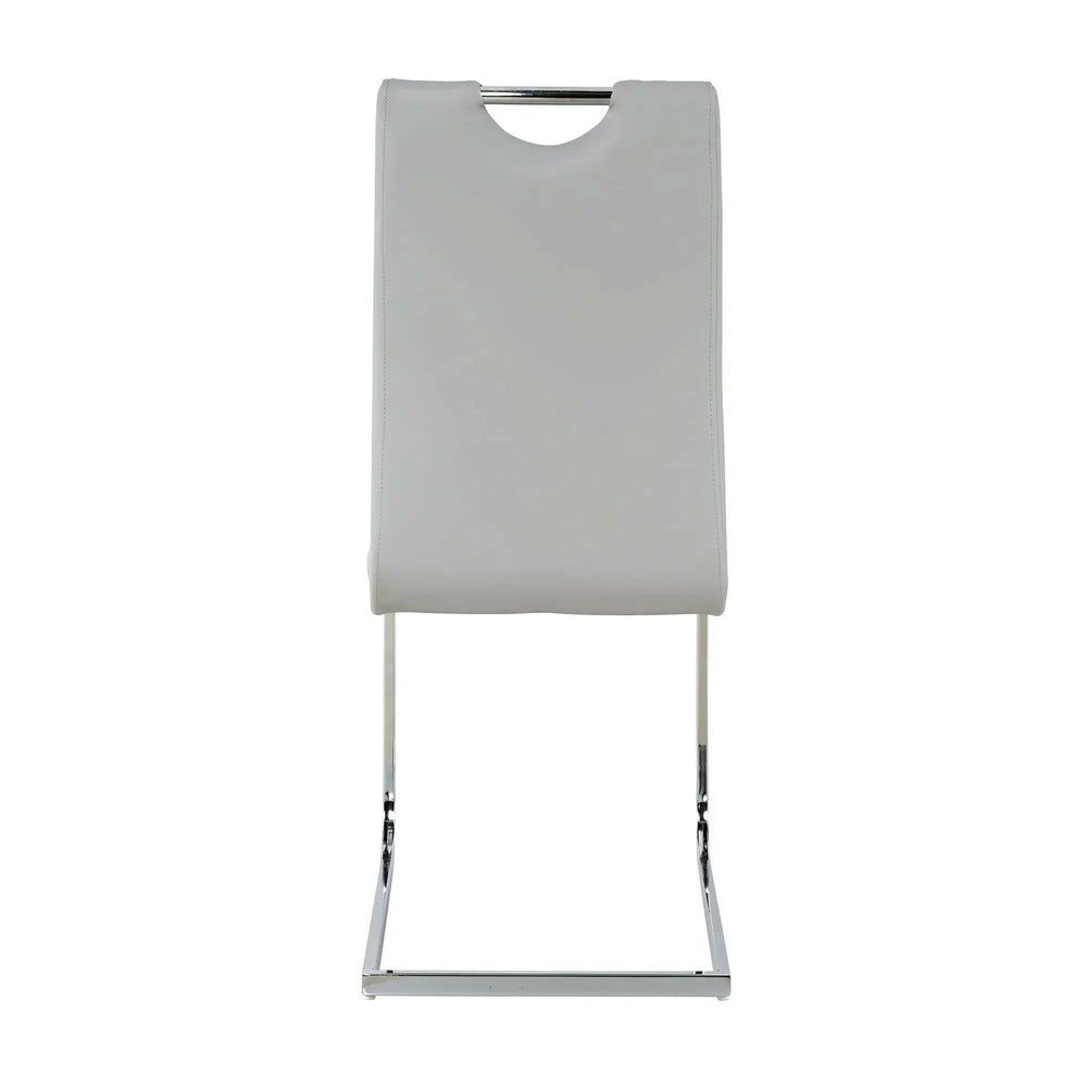 Dining Chairs Faux Leather Padded Seat Chrome Metal Legs Modern Set Of 2 Media 19