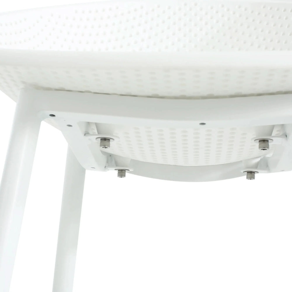 Outdoor Bar Stool Pair Iron & Plastic White Weather Resistant For Patio Media 13
