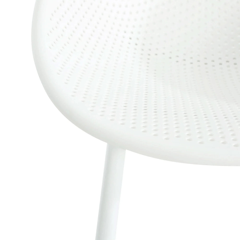 Outdoor Bar Stool Pair Iron & Plastic White Weather Resistant For Patio Media 12
