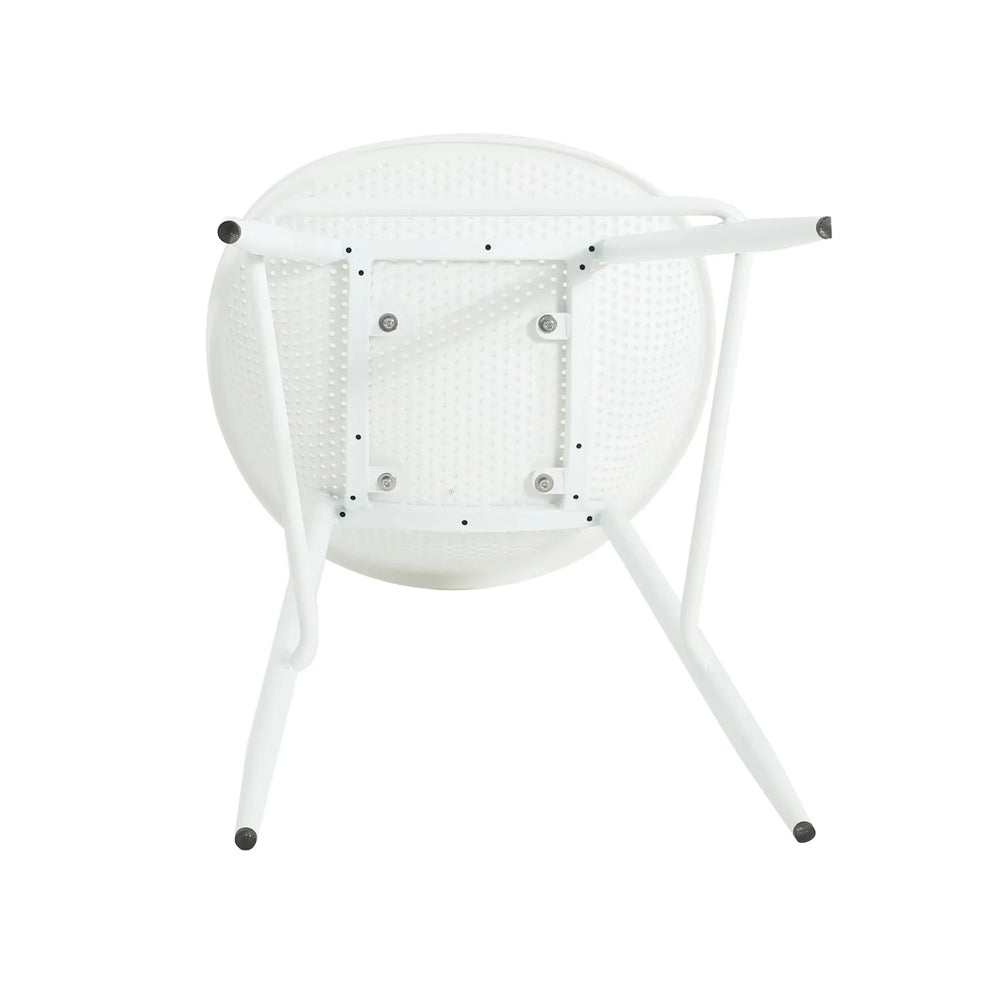 Outdoor Bar Stool Pair Iron & Plastic White Weather Resistant For Patio Media 11