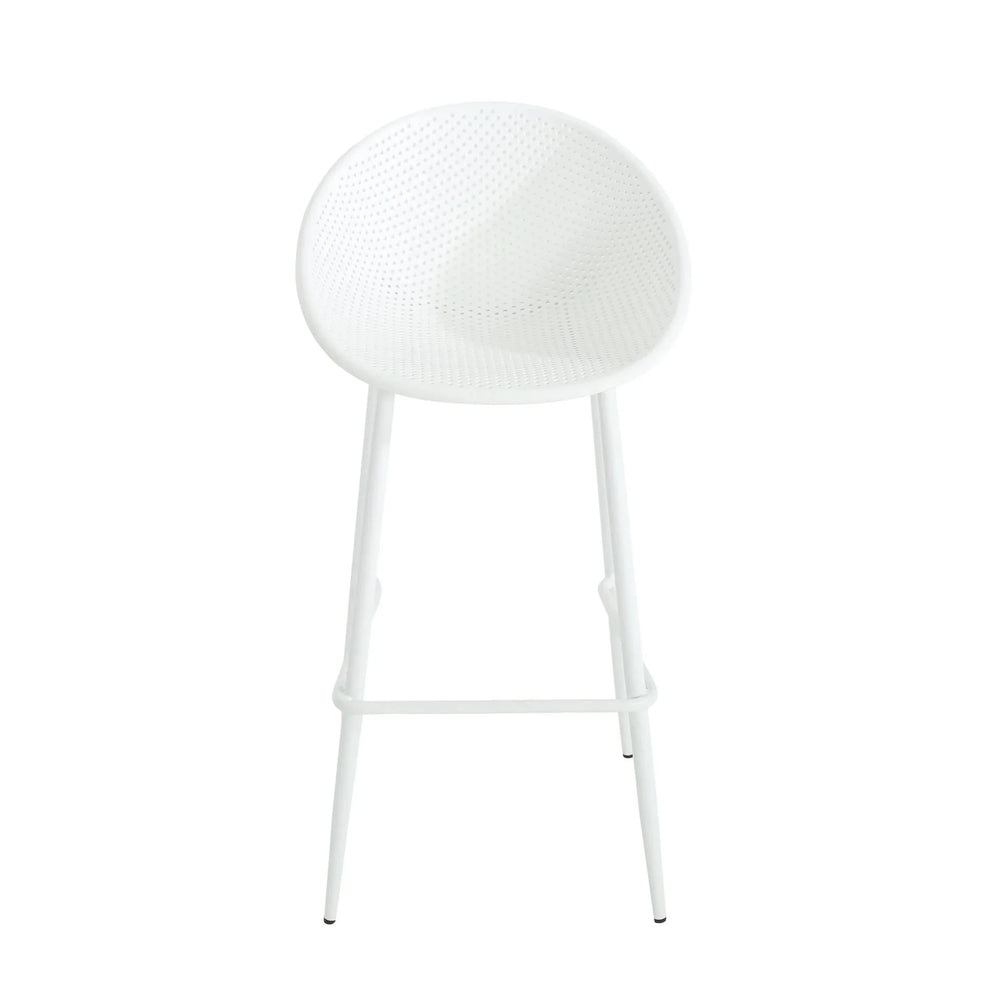 Modern Gable Outdoor Barstool Set of 2 with Weather-Resistant Plastic and Iron in White- DTY Store