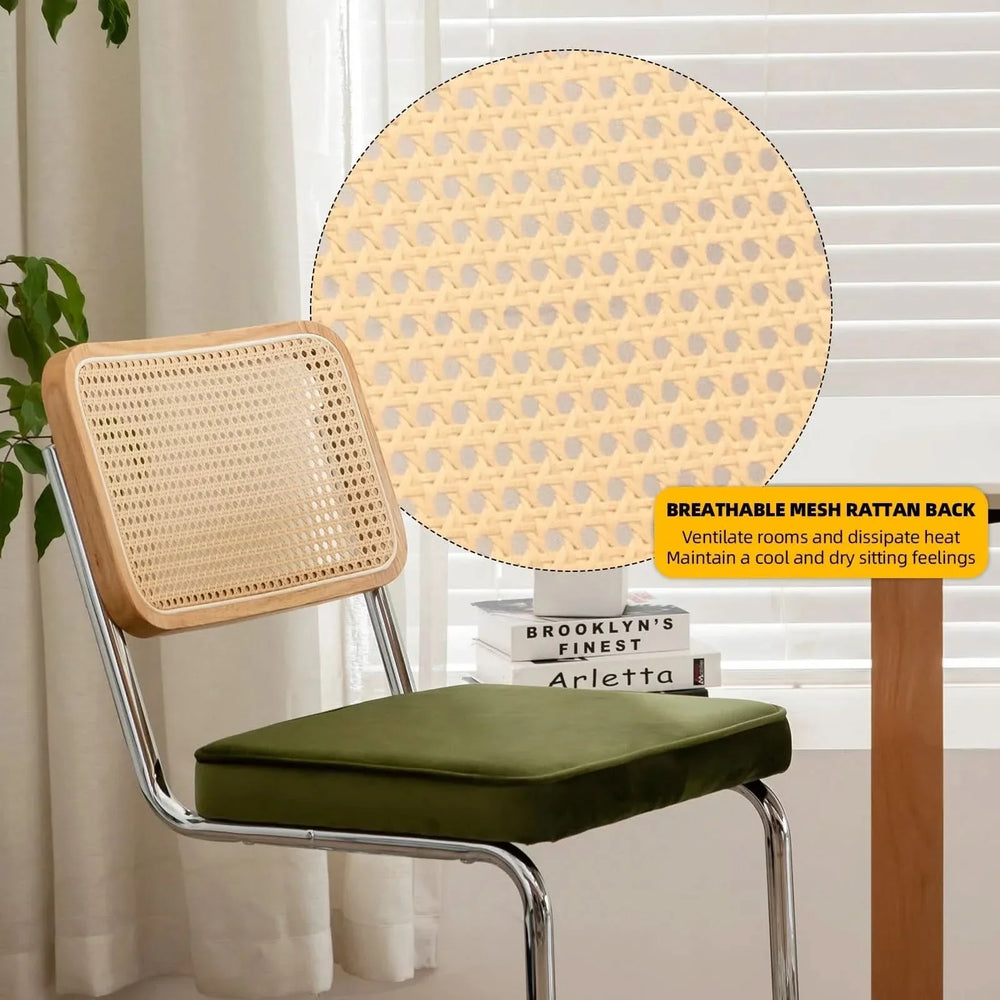Dining Chairs Fabric & Metal Olive Green With Chrome Mid Century Cantilever Legs Media 8