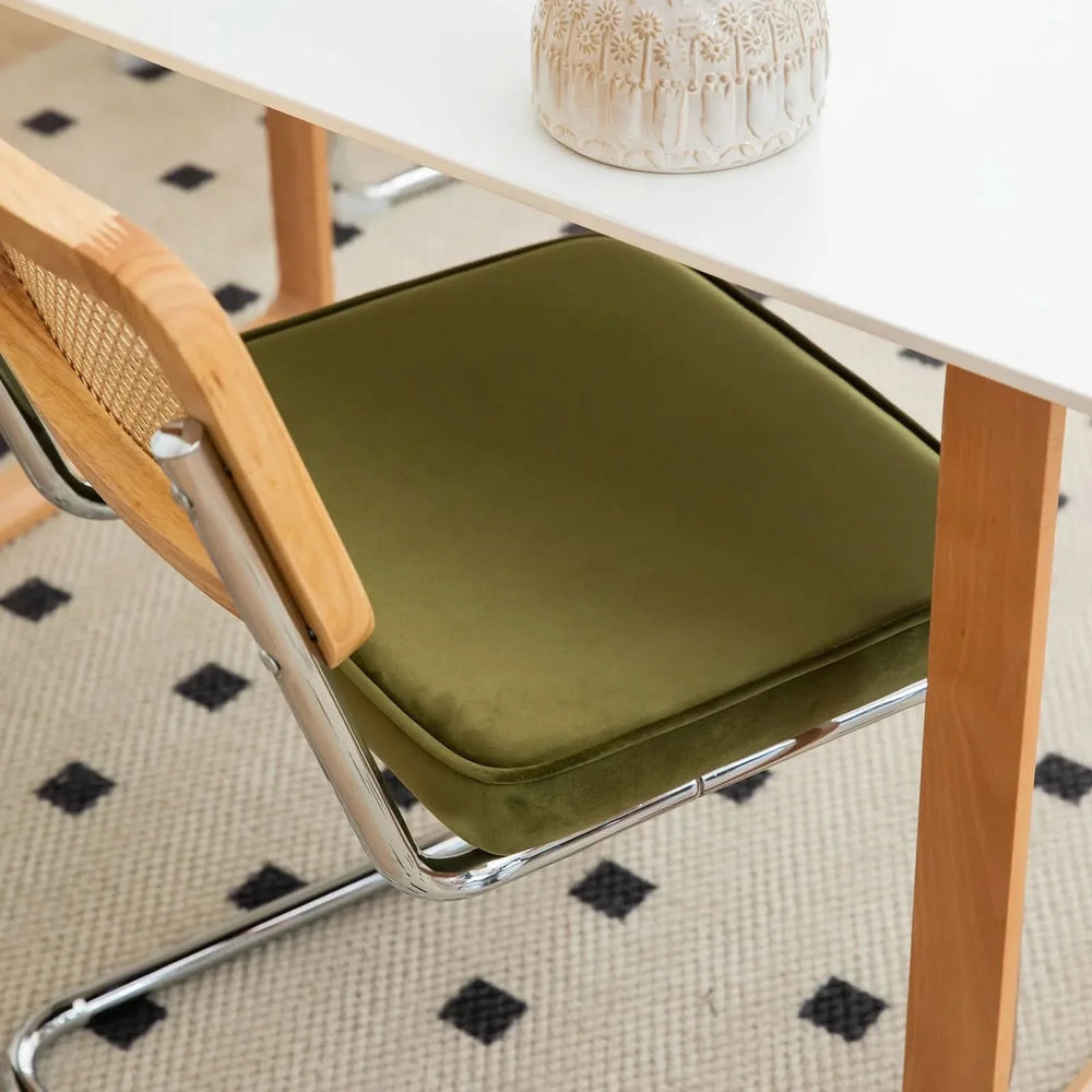 Dining Chairs Fabric & Metal Olive Green With Chrome Mid Century Cantilever Legs Media 17