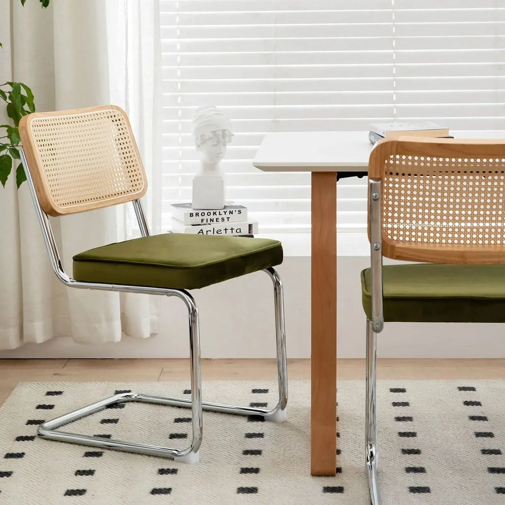 Dining Chairs Fabric & Metal Olive Green With Chrome Mid Century Cantilever Legs Media 15