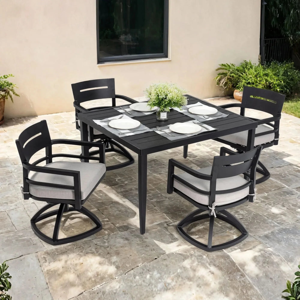 Outdoor Dining Set Aluminium Modern Seats 4 Cushions Included Patio Media 2