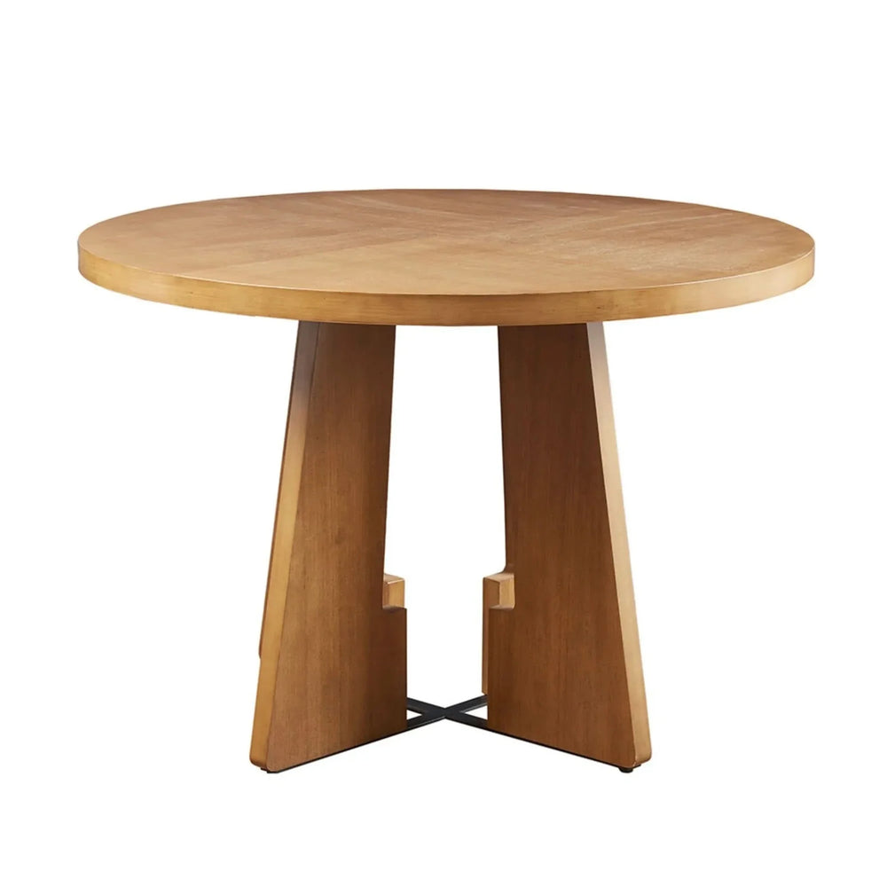 Round Dining Table Pecan Wood Veneer 44 Inch Diameter Modern Dining Media 1