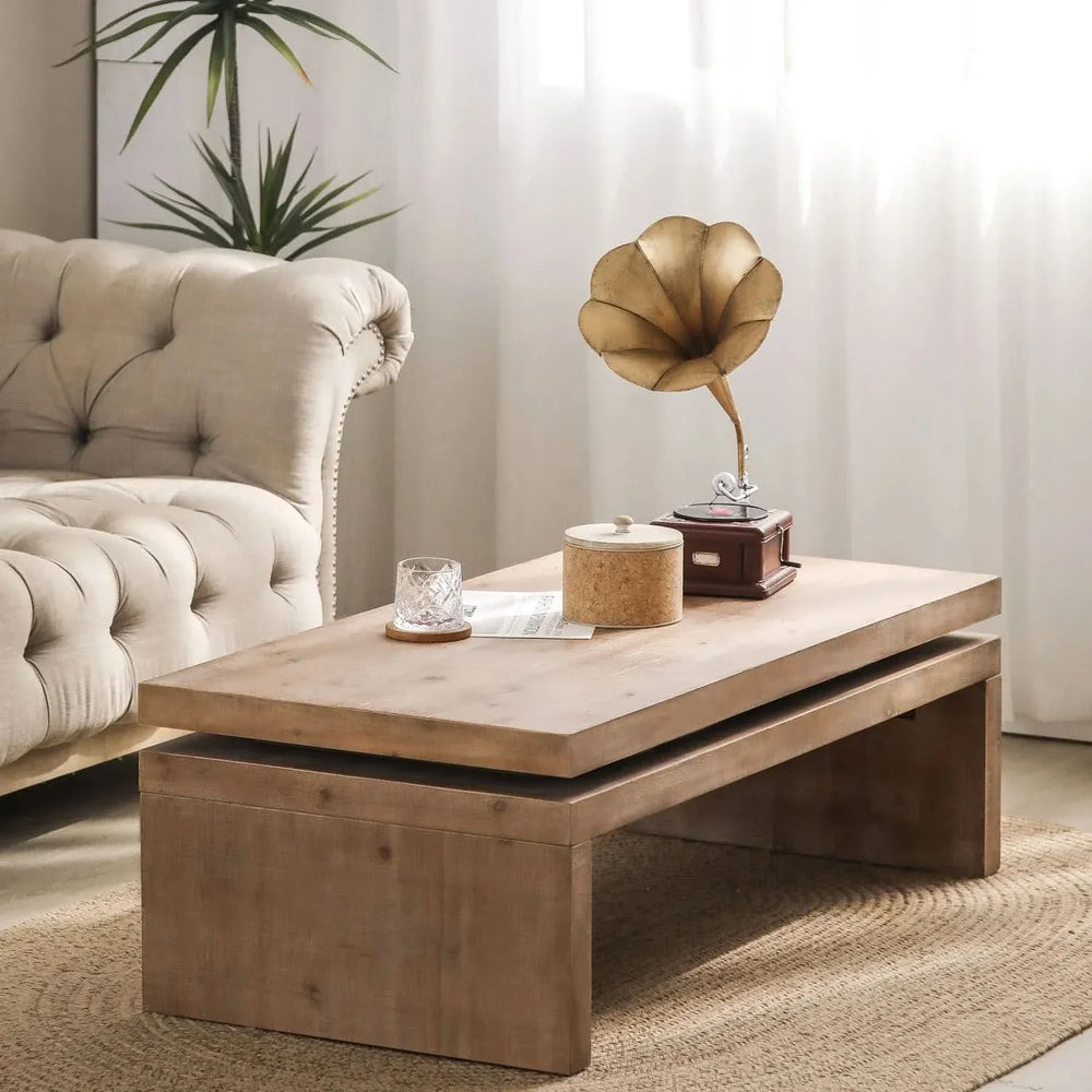Coffee Table Floating Top Wood Rustic Farmhouse Living Room Centerpiece Media 5