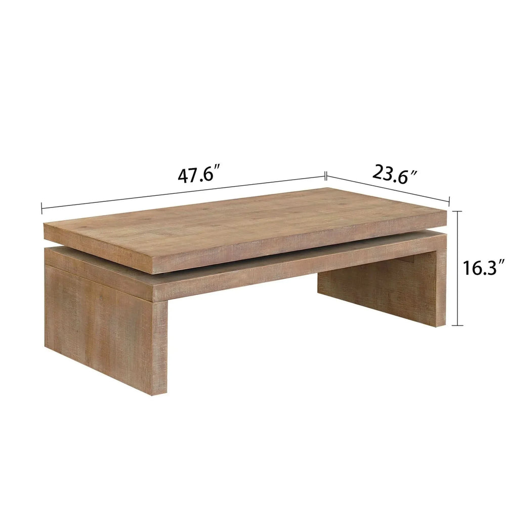 Coffee Table Floating Top Wood Rustic Farmhouse Living Room Centerpiece Media 3