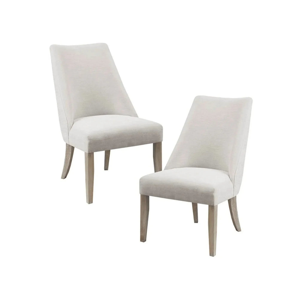 Dining Chairs Upholstered Ivory Polyester & Solid Wood Legs Minimalist Media 1