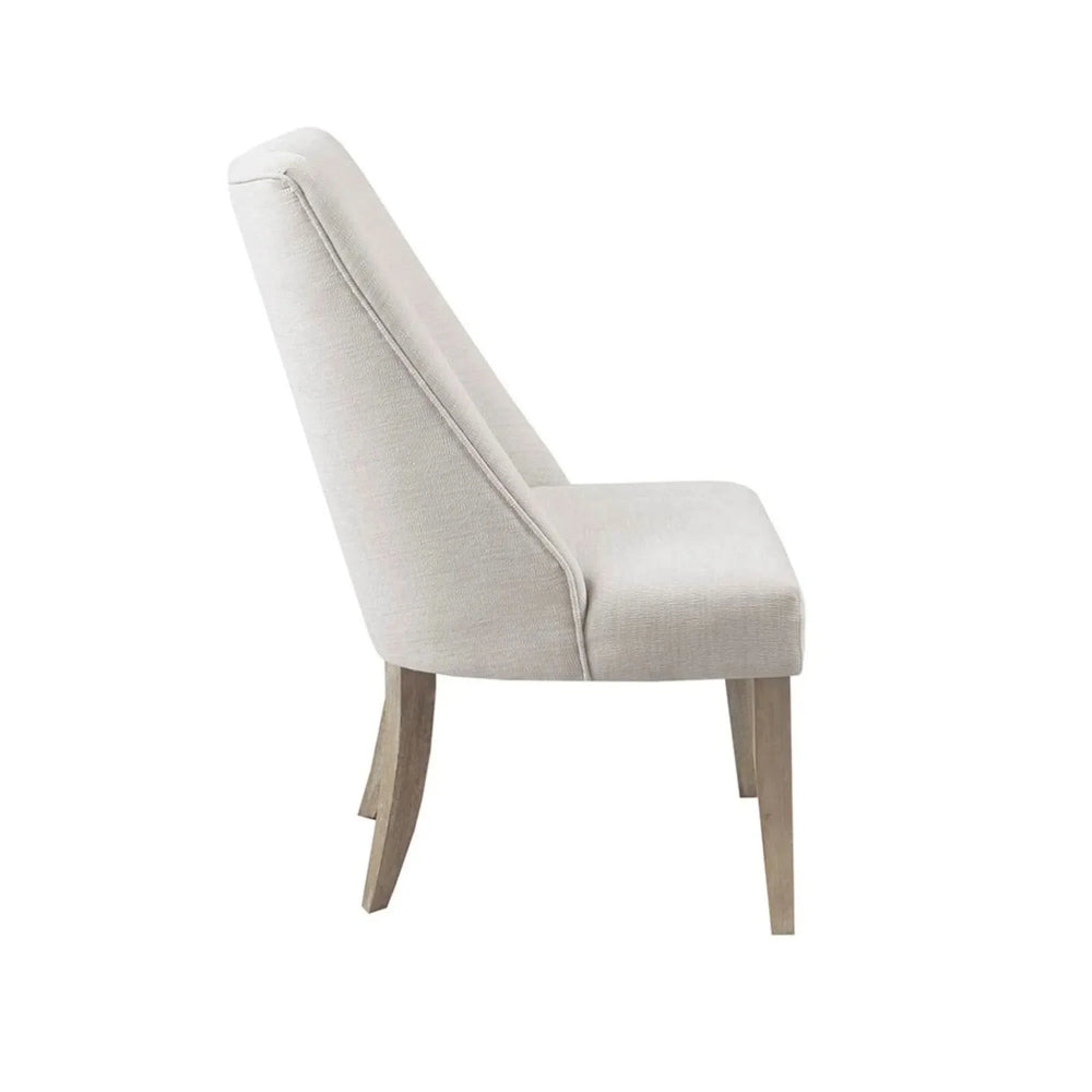 Dining Chairs Upholstered Ivory Polyester & Solid Wood Legs Minimalist Media 5