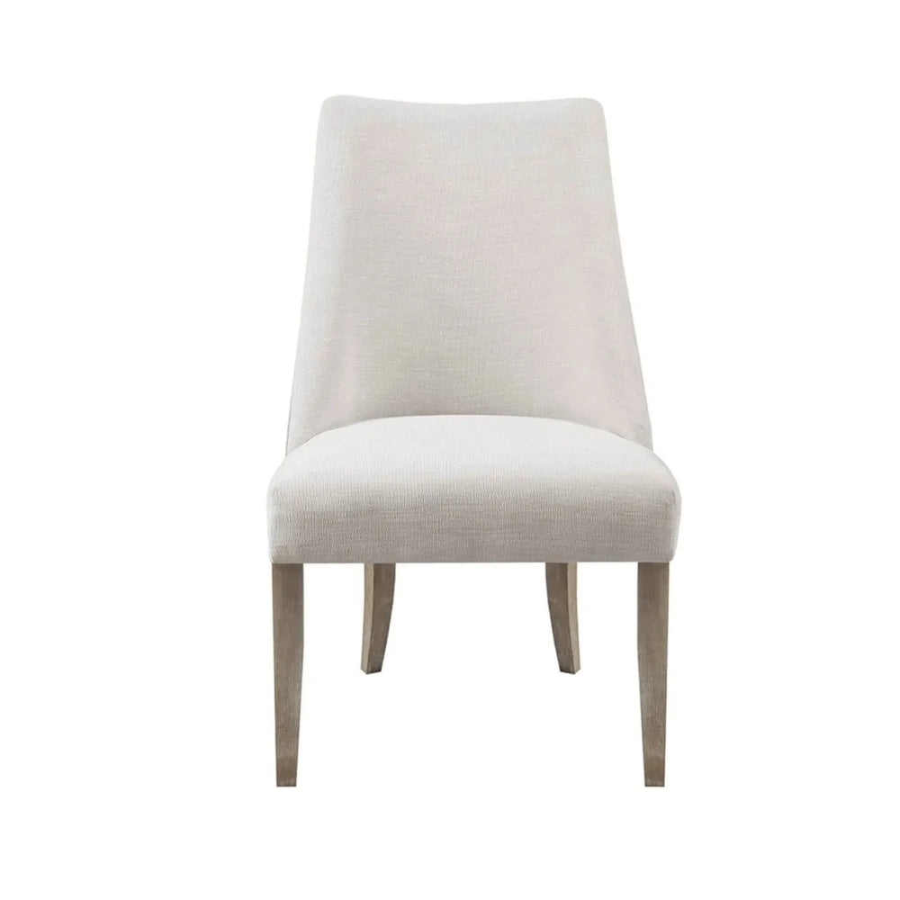 Dining Chairs Upholstered Ivory Polyester & Solid Wood Legs Minimalist Media 6