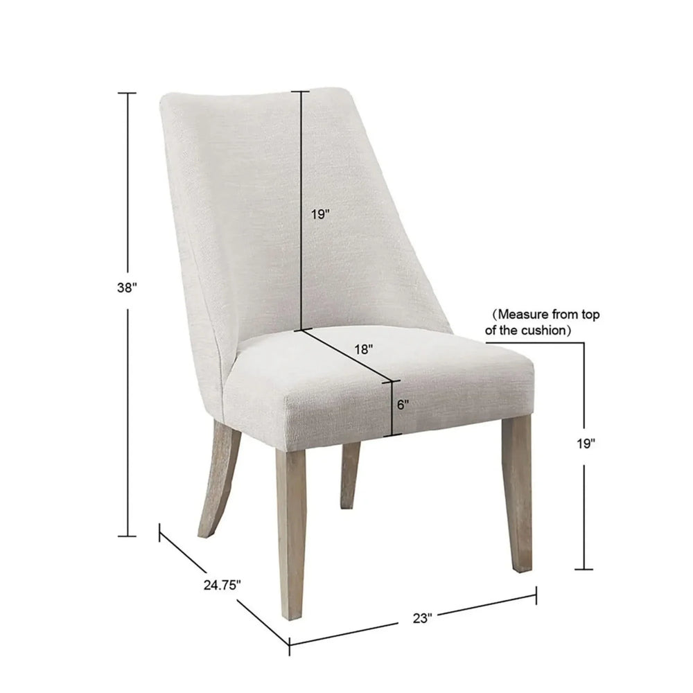 Dining Chairs Upholstered Ivory Polyester & Solid Wood Legs Minimalist Media 3