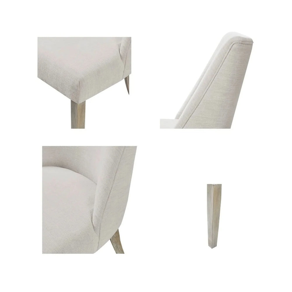 Dining Chairs Upholstered Ivory Polyester & Solid Wood Legs Minimalist Media 7
