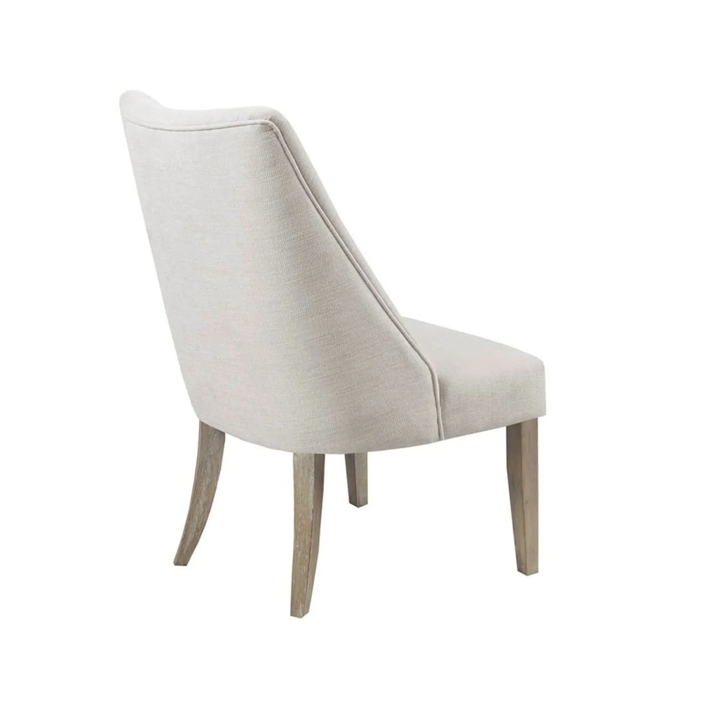 Dining Chairs Upholstered Ivory Polyester & Solid Wood Legs Minimalist Media 9