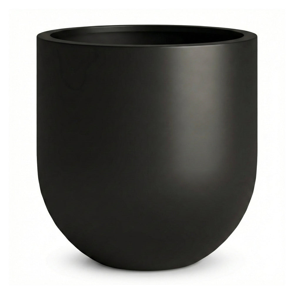 DTY Signature Mount Antero 19.7''D x 19.7''H Modern Indoor Outdoor Fiberstone Bullet Shaped Planter, Durable Round Garden Pot, Weather Resistant, Drainage Hole & Rubber Plug - Large, Gray Media 7
