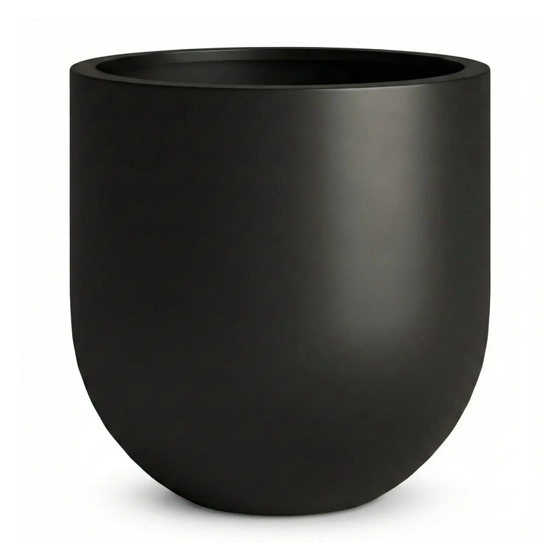 DTY Signature Mount Antero 19.7''D x 19.7''H Modern Indoor Outdoor Fiberstone Bullet Shaped Planter, Durable Round Garden Pot, Weather Resistant, Drainage Hole & Rubber Plug - Large, Gray