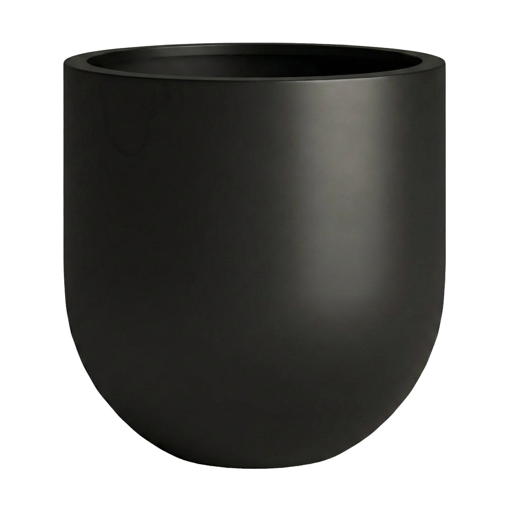 DTY Signature Mount Antero 19.7''D x 19.7''H Modern Indoor Outdoor Fiberstone Bullet Shaped Planter, Durable Round Garden Pot, Weather Resistant, Drainage Hole & Rubber Plug - Large, Gray Media 16