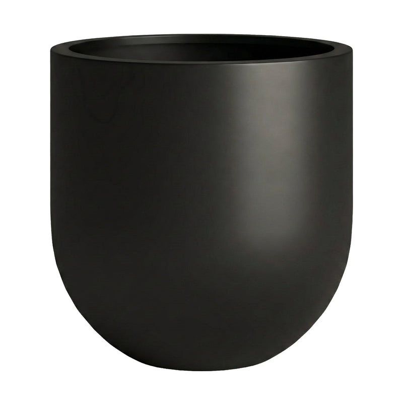 DTY Signature Mount Antero 19.7''D x 19.7''H Modern Indoor Outdoor Fiberstone Bullet Shaped Planter, Durable Round Garden Pot, Weather Resistant, Drainage Hole & Rubber Plug - Large, Gray