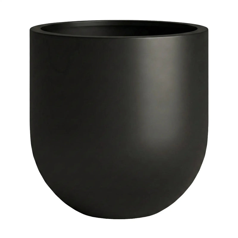 DTY Signature Mount Antero 19.7''D x 19.7''H Modern Indoor Outdoor Fiberstone Bullet Shaped Planter, Durable Round Garden Pot, Weather Resistant, Drainage Hole & Rubber Plug - Large, Gray