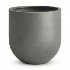DTY Signature Mount Antero 19.7''D x 19.7''H Modern Indoor Outdoor Fiberstone Bullet Shaped Planter, Durable Round Garden Pot, Weather Resistant, Drainage Hole & Rubber Plug - Large, Gray perspective