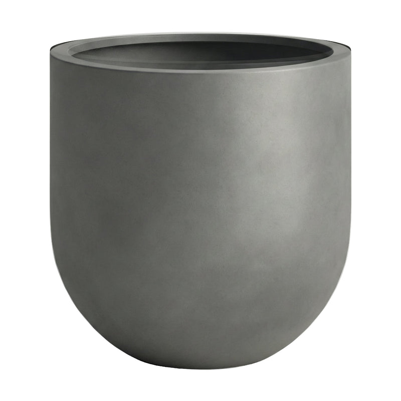 DTY Signature Mount Antero 19.7''D x 19.7''H Modern Indoor Outdoor Fiberstone Bullet Shaped Planter, Durable Round Garden Pot, Weather Resistant, Drainage Hole & Rubber Plug - Large, Gray