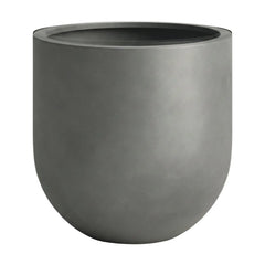 DTY Signature Mount Antero 19.7''D x 19.7''H Modern Indoor Outdoor Fiberstone Bullet Shaped Planter, Durable Round Garden Pot, Weather Resistant, Drainage Hole & Rubber Plug - Large, Gray perspective