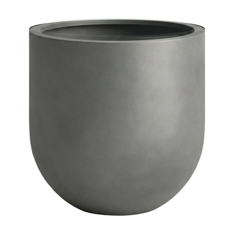 DTY Signature Mount Antero 19.7''D x 19.7''H Modern Indoor Outdoor Fiberstone Bullet Shaped Planter, Durable Round Garden Pot, Weather Resistant, Drainage Hole & Rubber Plug - Large, Gray
