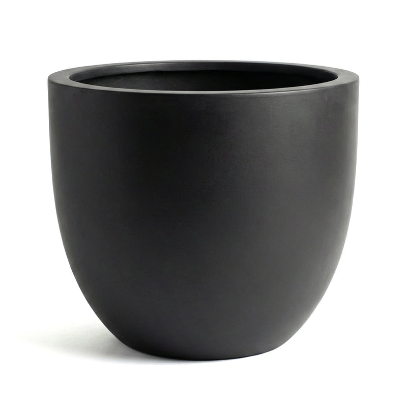 DTY Mount Belford 17.3'' D x 14.8'' H (Pot Opening 15.7") Fiberstone Egg Shaped Planter with Drainage Hole, Smooth Finishes, Weather Resistant for Indoor and Outdoor, 2 Extra Coco Mats - Large, White