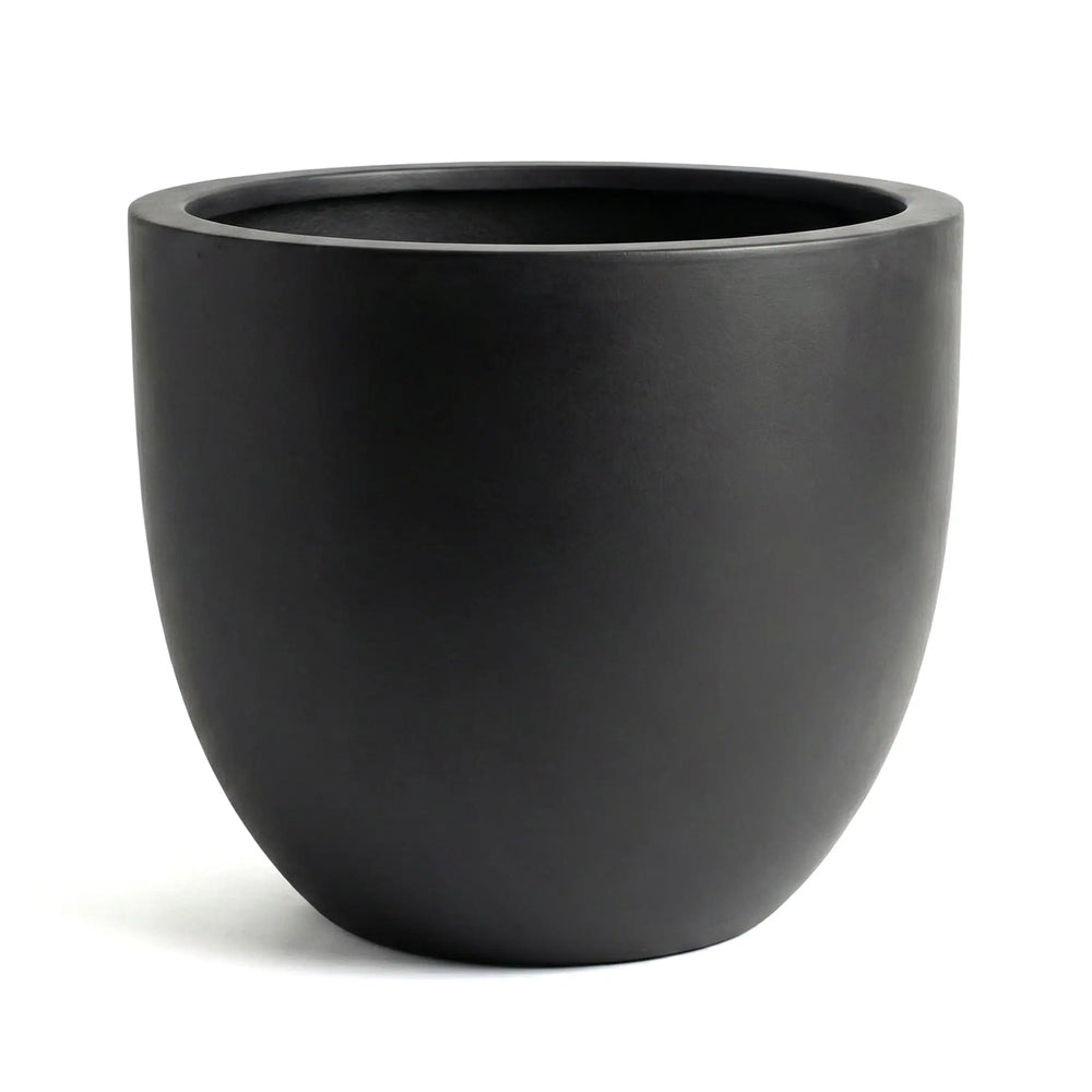 DTY Mount Belford 17.3'' D x 14.8'' H (Pot Opening 15.7") Fiberstone Egg Shaped Planter with Drainage Hole, Smooth Finishes, Weather Resistant for Indoor and Outdoor, 2 Extra Coco Mats - Large, White