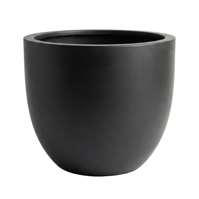 DTY Mount Belford 17.3'' D x 14.8'' H (Pot Opening 15.7") Fiberstone Egg Shaped Planter with Drainage Hole, Smooth Finishes, Weather Resistant for Indoor and Outdoor, 2 Extra Coco Mats - Large, White