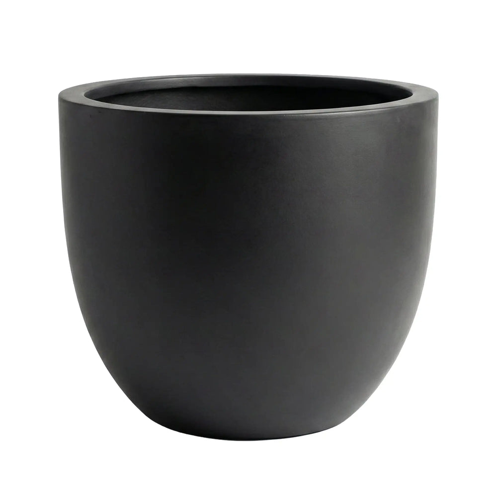 DTY Mount Belford 17.3'' D x 14.8'' H (Pot Opening 15.7") Fiberstone Egg Shaped Planter with Drainage Hole, Smooth Finishes, Weather Resistant for Indoor and Outdoor, 2 Extra Coco Mats - Large, White
